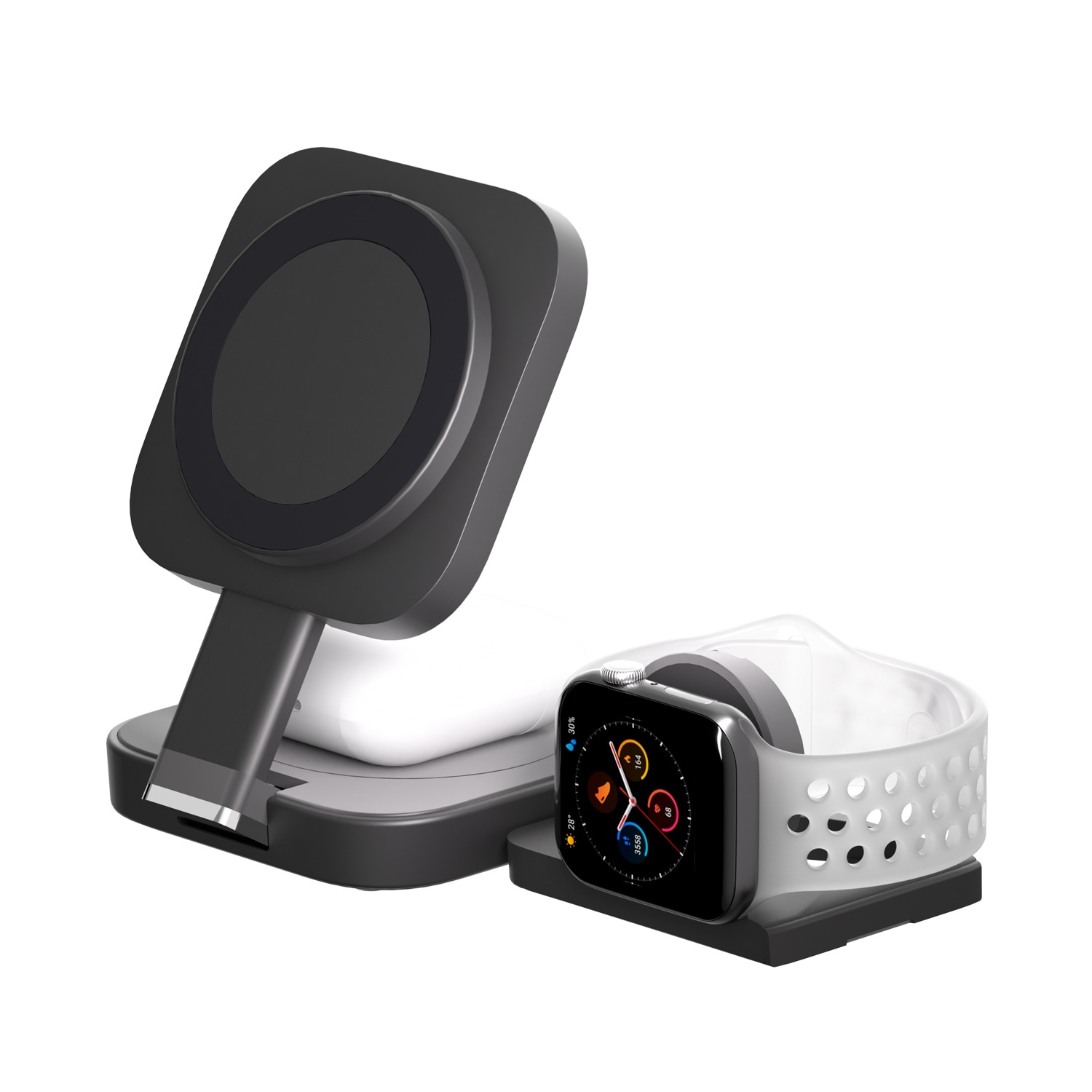HACRAY 3in1 折りたたみ式 ワイヤレス充電 スタンド 持ち運び MagSafe対応 for iPhoneｘApple WatchｘAirPodsｘAndroid