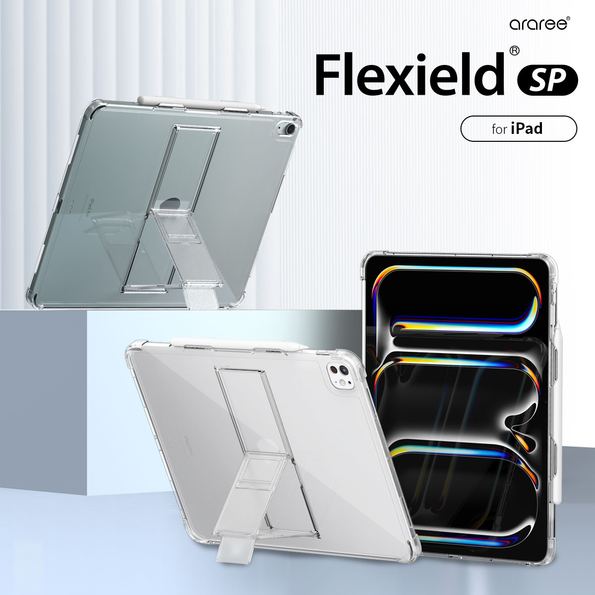 araree FLEXIELD SP for iPad Pro/Air ペンホルダー付きスタンドケース [折りたたみ式スタンド 背面カバー型 衝撃吸収]