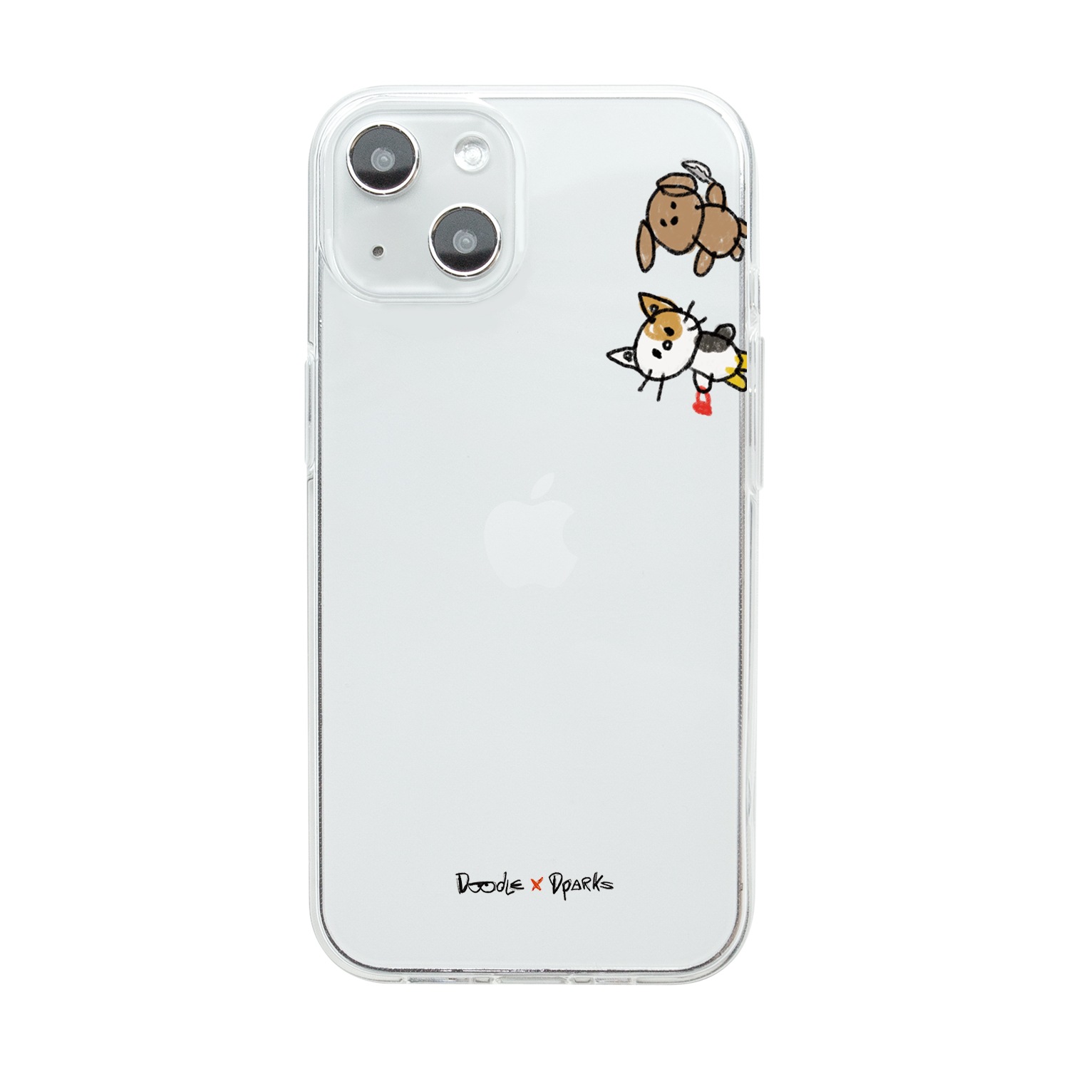 Dparks [ iPhone 14 / iPhone 14 Pro ] ソフトクリアケース ネコとイヌのおでかけ、コアラ・パンダ・ワニのぞき
