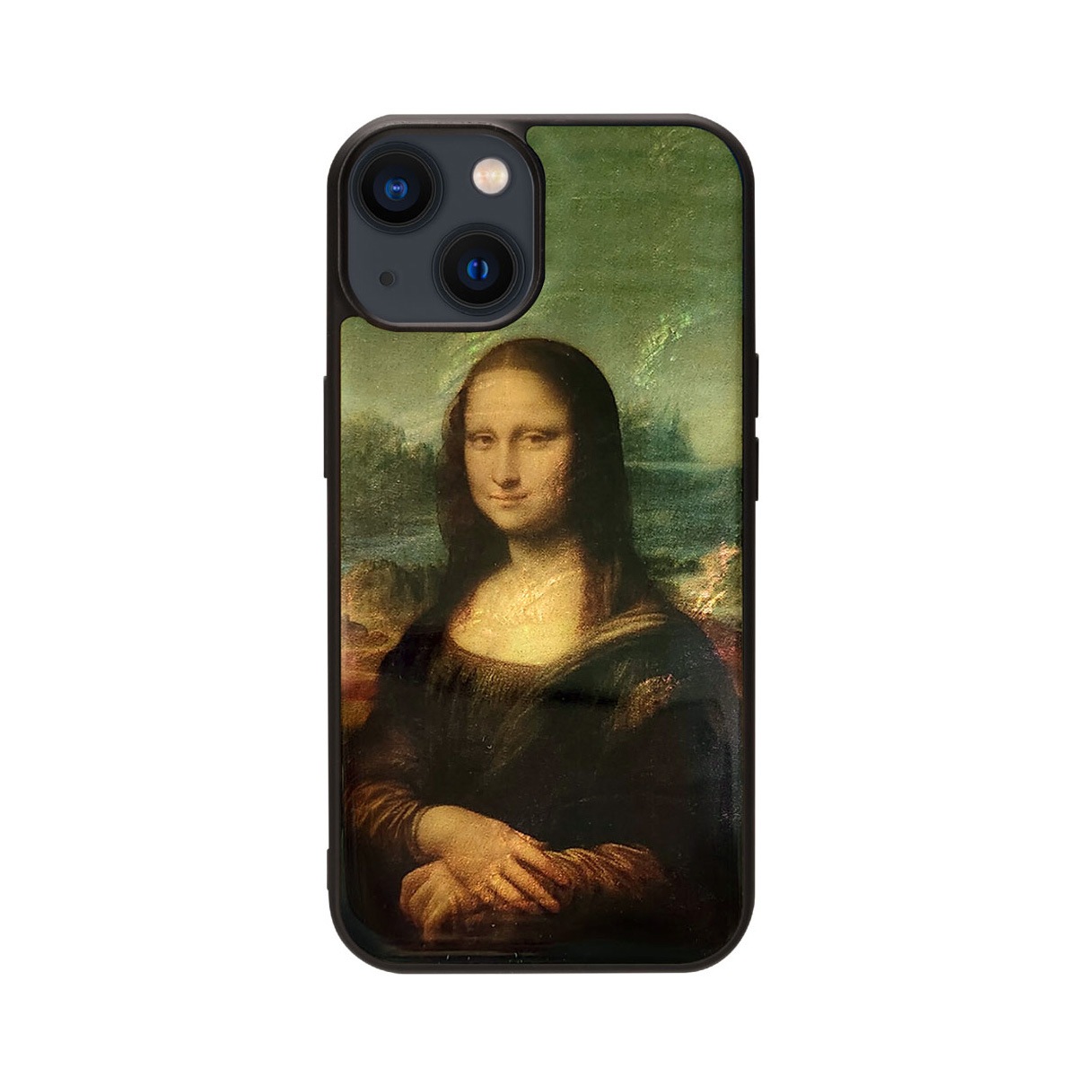 ikins [ iPhone 15 / 15 Pro 用] 天然貝ケース モナ・リザ 光沢 パール レオナルド 名画