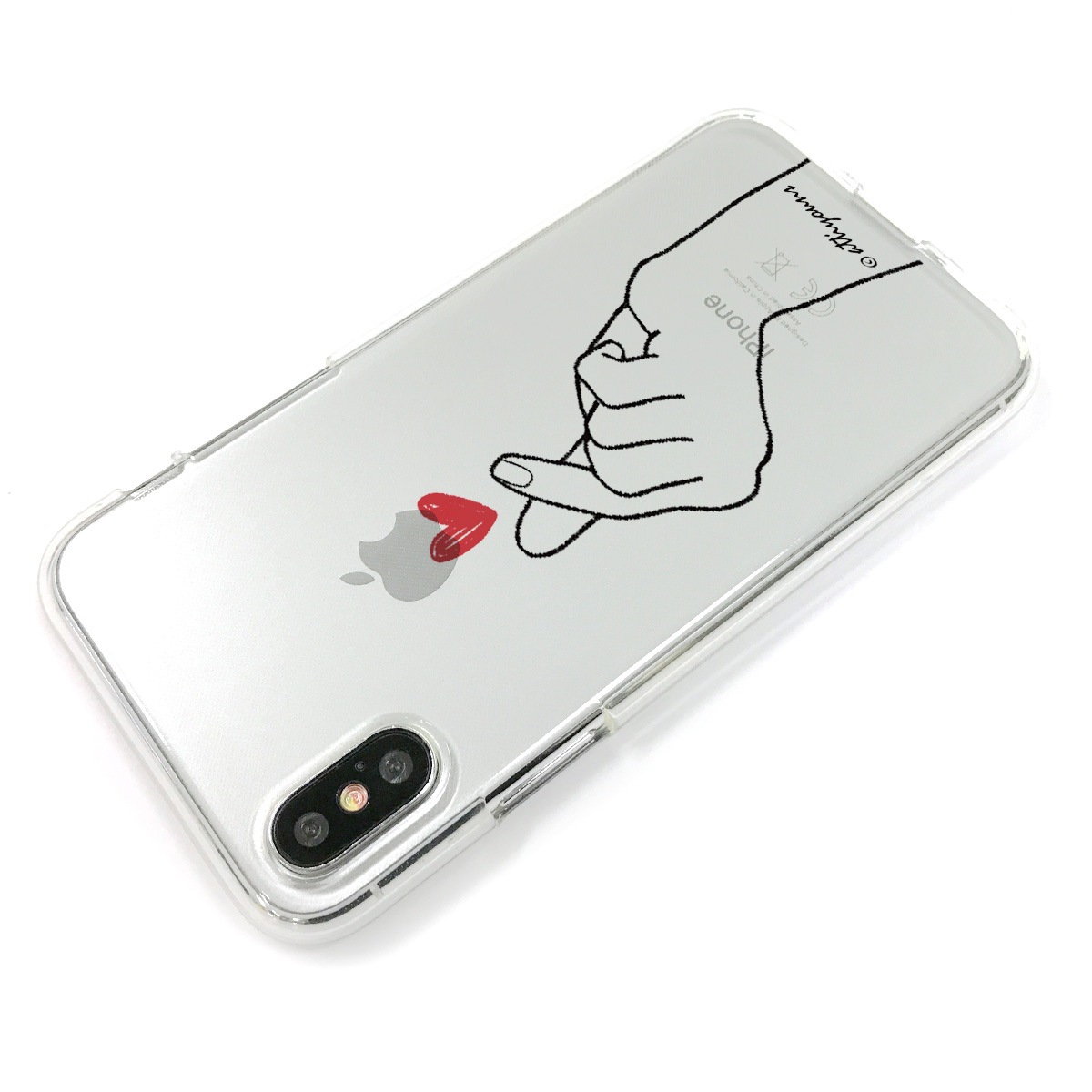 iPhone XS / X ケース Dparks ソフトクリアケース 指ハート（ディーパークス ユビハート）アイフォン カバー