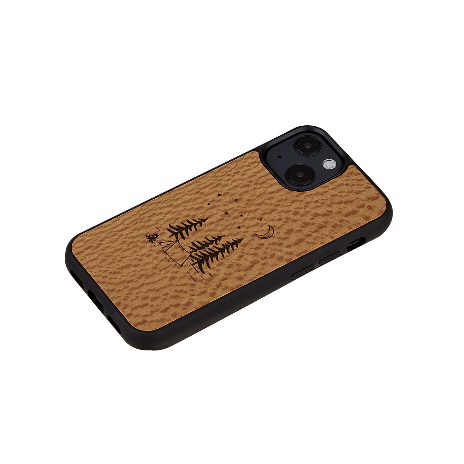 iPhone 13 mini ケース 天然木 バックカバー Man&Wood camp 木製 背面カバー型 アイフォンケース