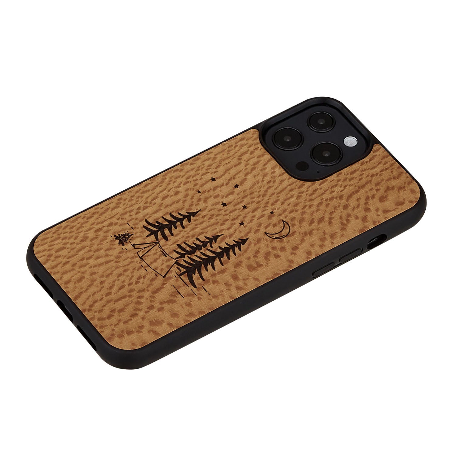 iPhone 13 Pro Max ケース 天然木 バックカバー Man&Wood camp 木製 背面カバー型 アイフォンケース