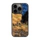 ikins [ iPhone 15 Pro Max / 15 Plus 用] 天然貝ケース ゴッホ 名画シリーズ 夜のカフェテラス 星月夜 ひまわり 光沢 パール