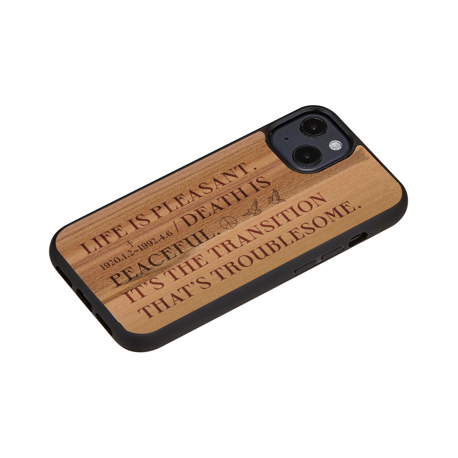 iPhone 13 ケース 天然木 バックカバー Man&Wood Life is… 木製 背面カバー型 アイフォンケース