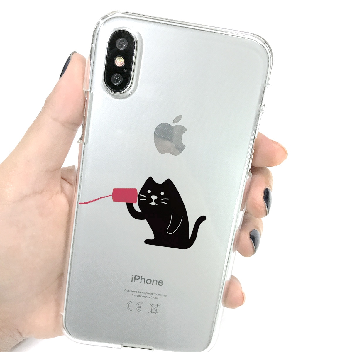 iPhone 11 Pro /  iPhone 11 ケース iPhone XS / X ケース iPhone XR ケース Dparks ソフトクリアケース 糸電話ネコ（ディーパークス）アイフォン カバー