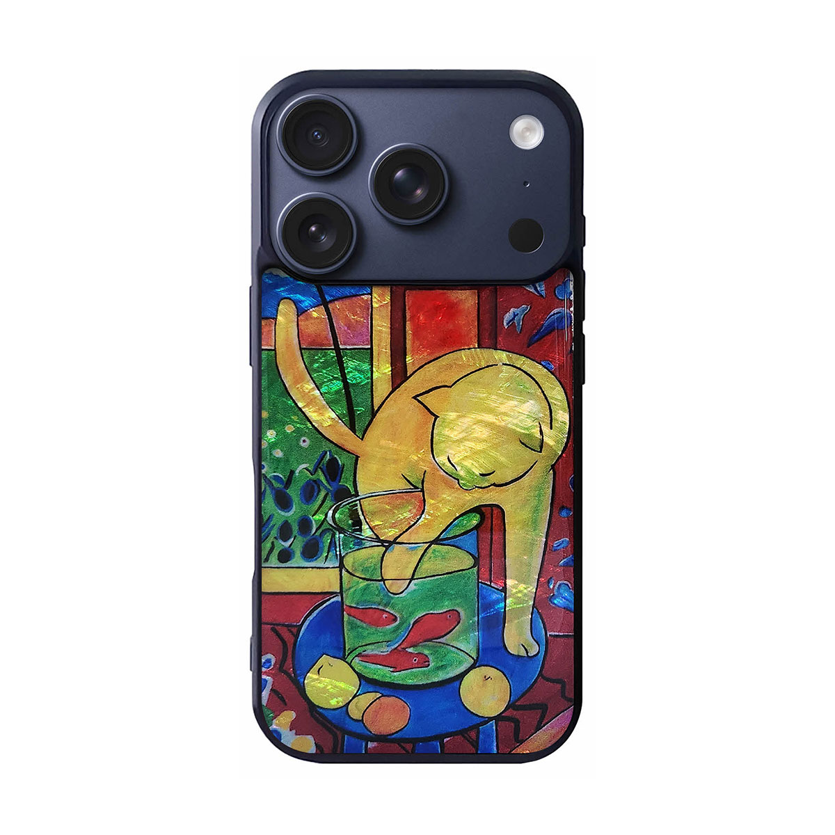 [ iPhone 17 / iPhone Air / 17 Pro 用] 天然貝ケース 魚と猫 for iPhone 16 / 16 Pro