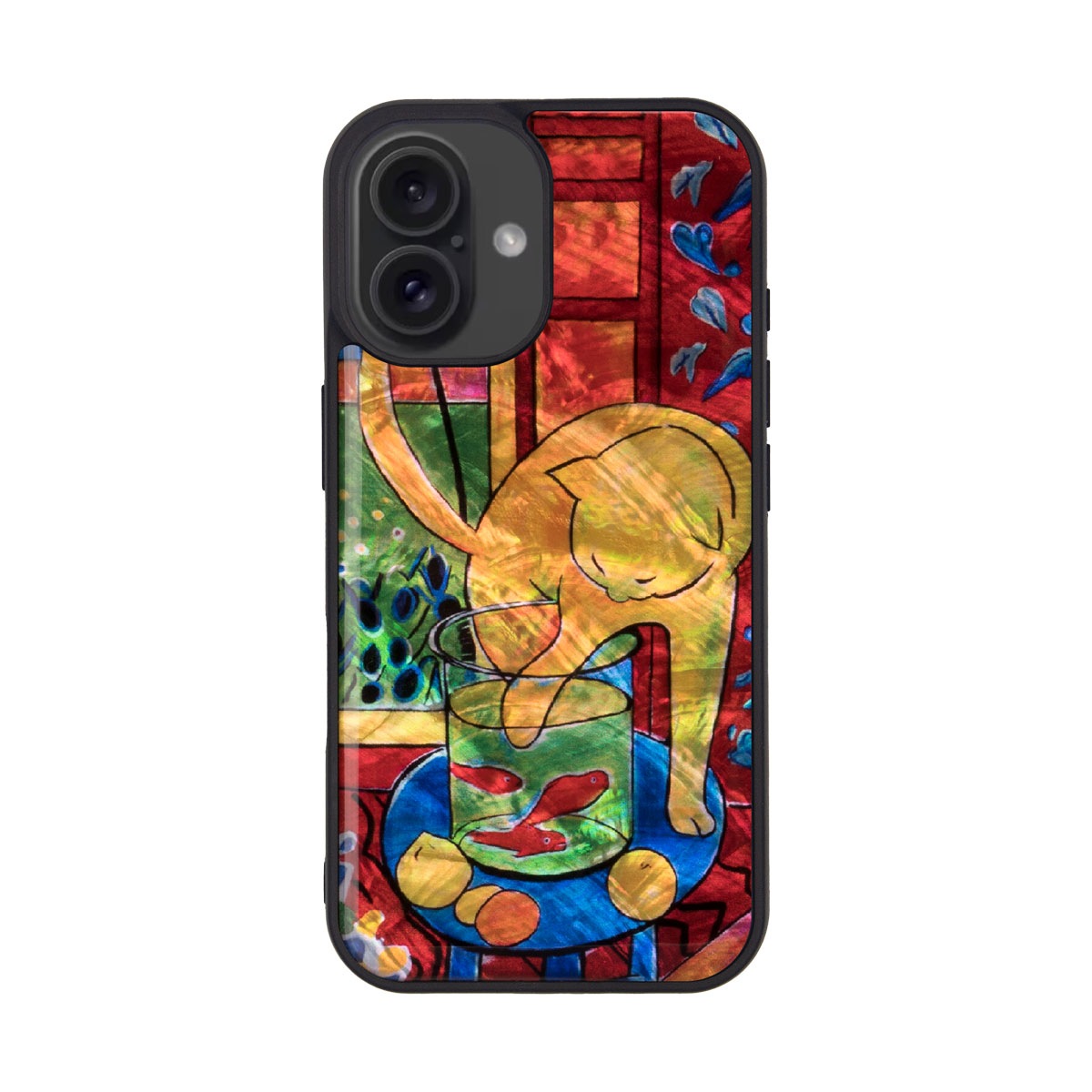 [ iPhone 17 / iPhone Air / 17 Pro 用] 天然貝ケース 魚と猫 for iPhone 16 / 16 Pro