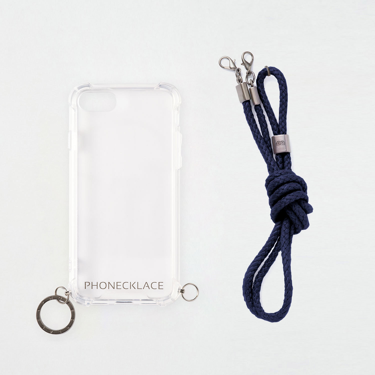 iPhone SE3 ケース スマホショルダー クリア バックカバー Phonecklace ロープショルダーストラップ付き 【 iPhone 13/13 Pro/12 Pro/12/12 mini/SE (第3/2世代)/8/7 】