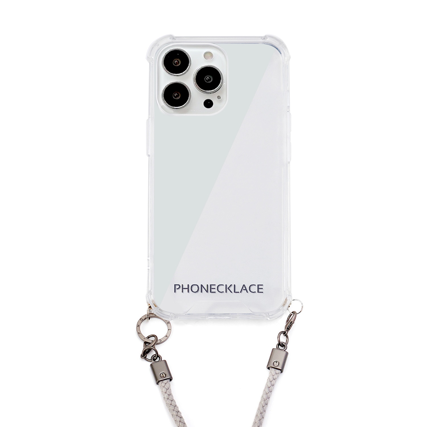 iPhone SE3 ケース スマホショルダー クリア バックカバー Phonecklace ロープショルダーストラップ付き 【 iPhone 13/13 Pro/12 Pro/12/12 mini/SE (第3/2世代)/8/7 】
