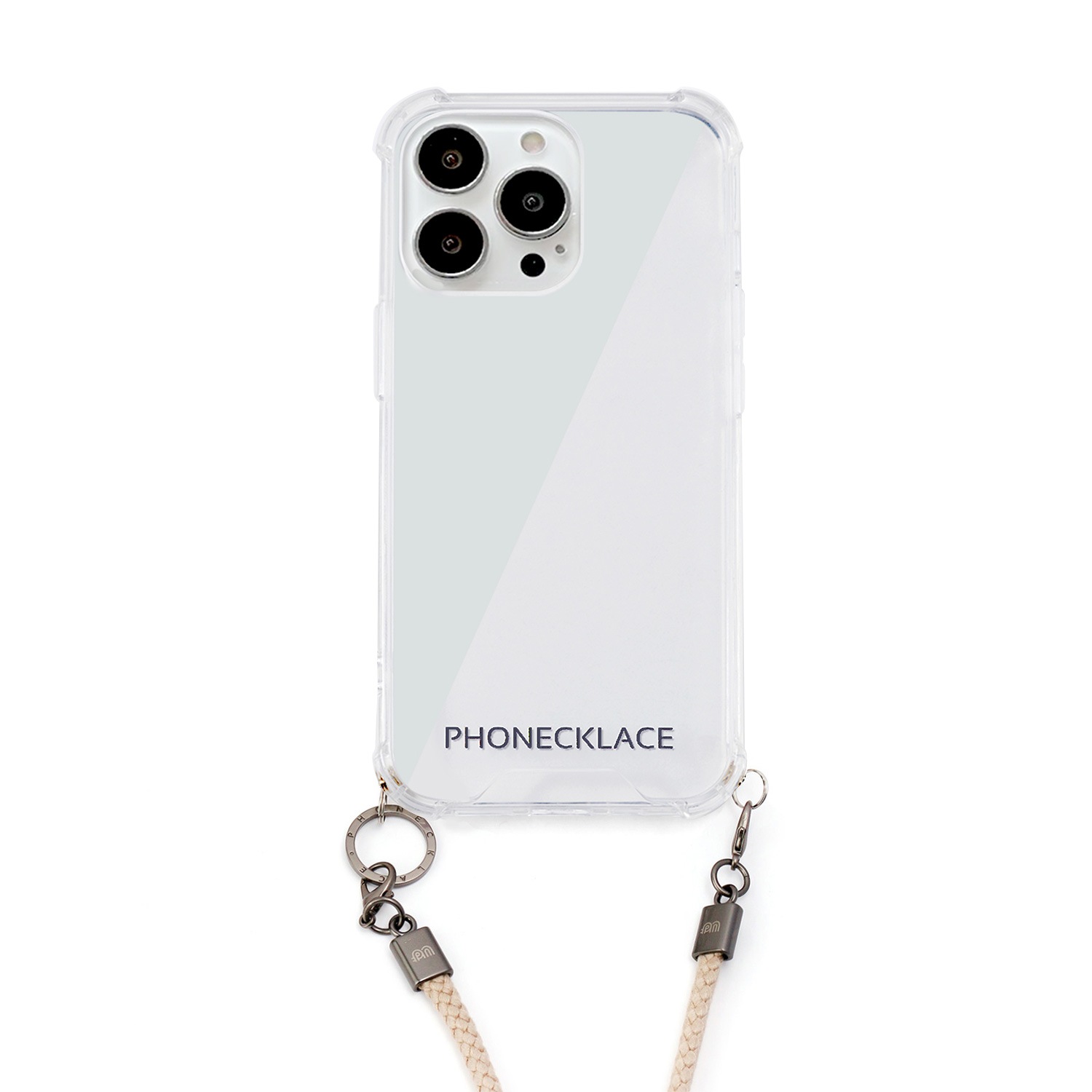 iPhone SE3 ケース スマホショルダー クリア バックカバー Phonecklace ロープショルダーストラップ付き 【 iPhone 13/13 Pro/12 Pro/12/12 mini/SE (第3/2世代)/8/7 】