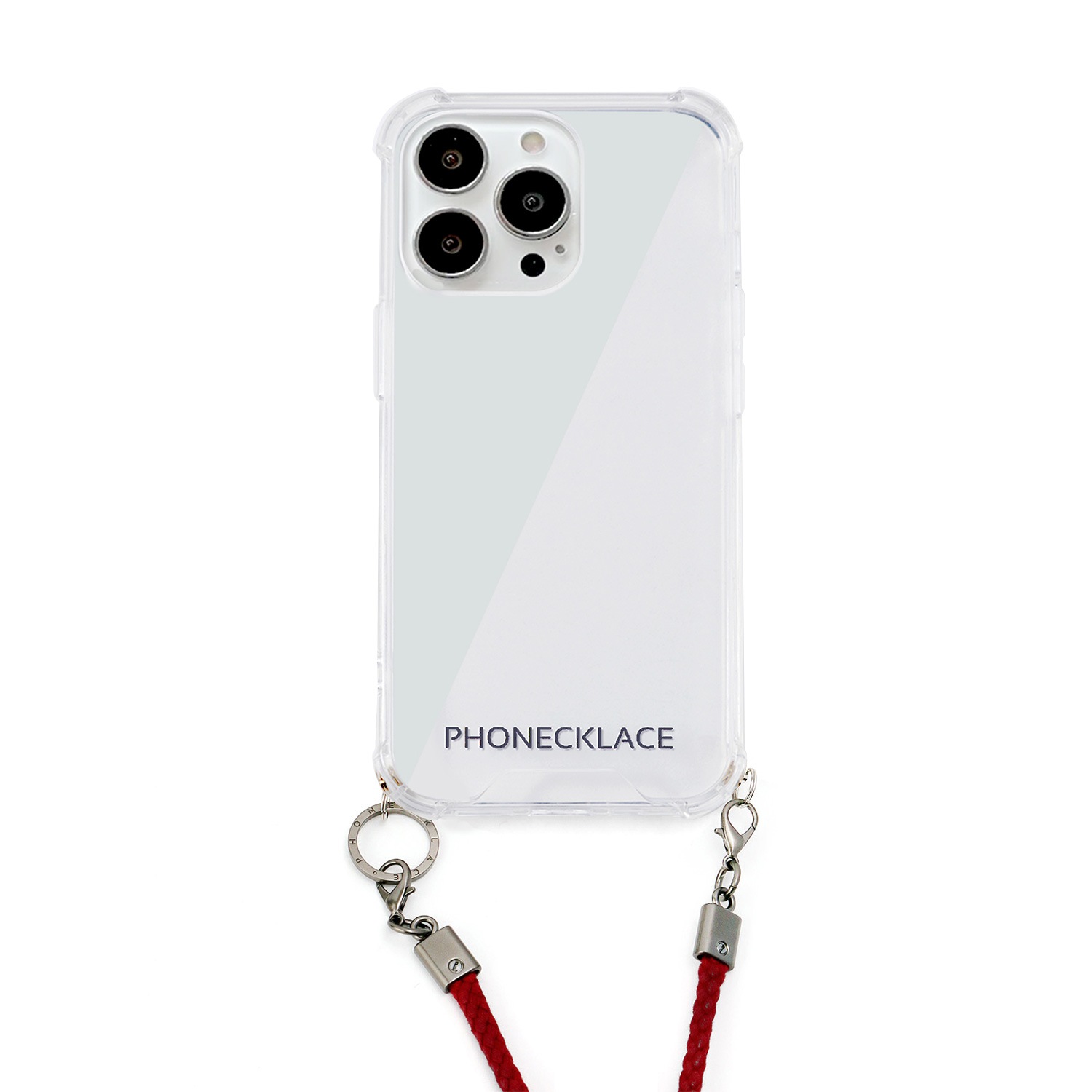 iPhone SE3 ケース スマホショルダー クリア バックカバー Phonecklace ロープショルダーストラップ付き 【 iPhone 13/13 Pro/12 Pro/12/12 mini/SE (第3/2世代)/8/7 】