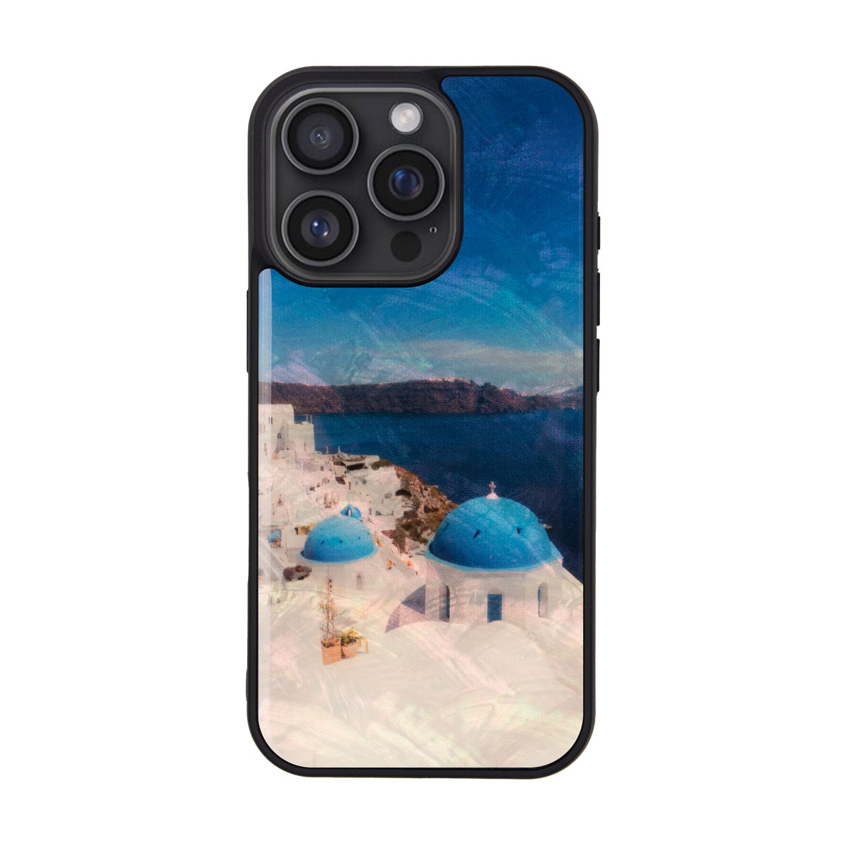 [ iPhone 17 / iPhone Air / 17 Pro 用] 天然貝ケース 名所シリーズ 自由の女神 サントリーニ島 for iPhone 16 / 16 Pro