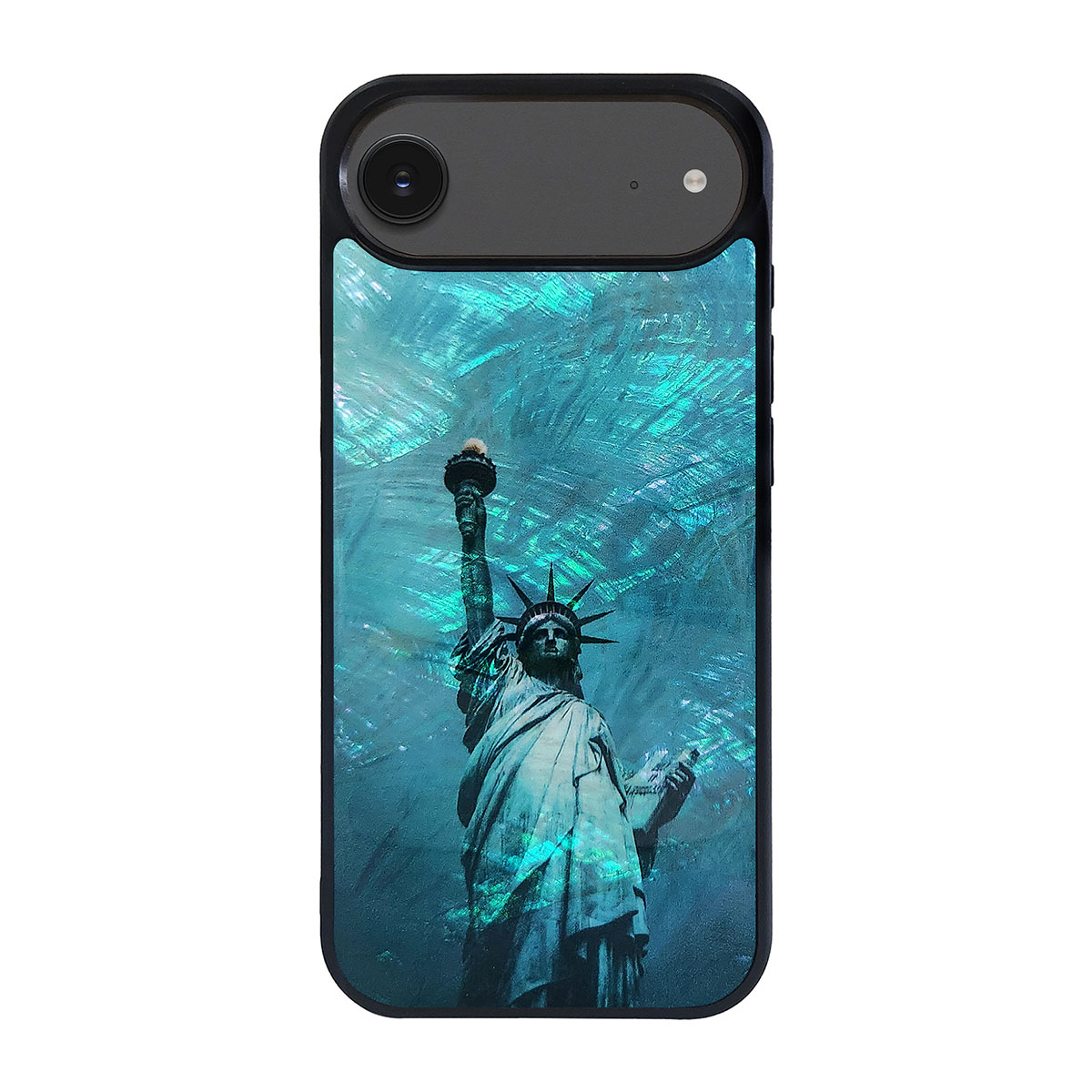 [ iPhone 17 / iPhone Air / 17 Pro 用] 天然貝ケース 名所シリーズ 自由の女神 サントリーニ島 for iPhone 16 / 16 Pro