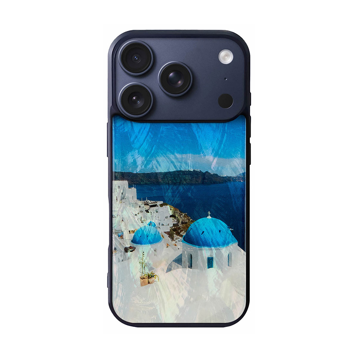 [ iPhone 17 / iPhone Air / 17 Pro 用] 天然貝ケース 名所シリーズ 自由の女神 サントリーニ島 for iPhone 16 / 16 Pro