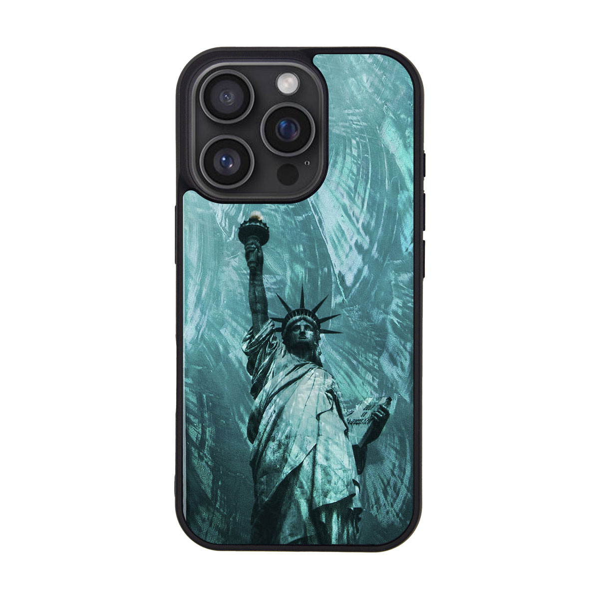 [ iPhone 17 / iPhone Air / 17 Pro 用] 天然貝ケース 名所シリーズ 自由の女神 サントリーニ島 for iPhone 16 / 16 Pro