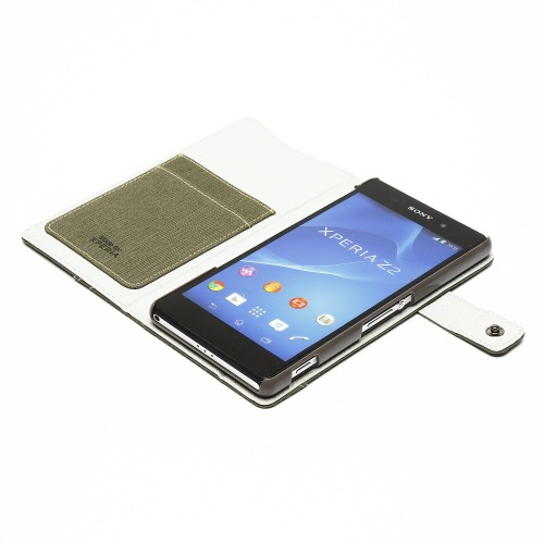 【Xperia Z2】Zenus Cambridge Diary (ケンブリッジダイアリー) ファブリック ポリカーボネート スナップボタン スタンド機能付 卓上ホルダ対応