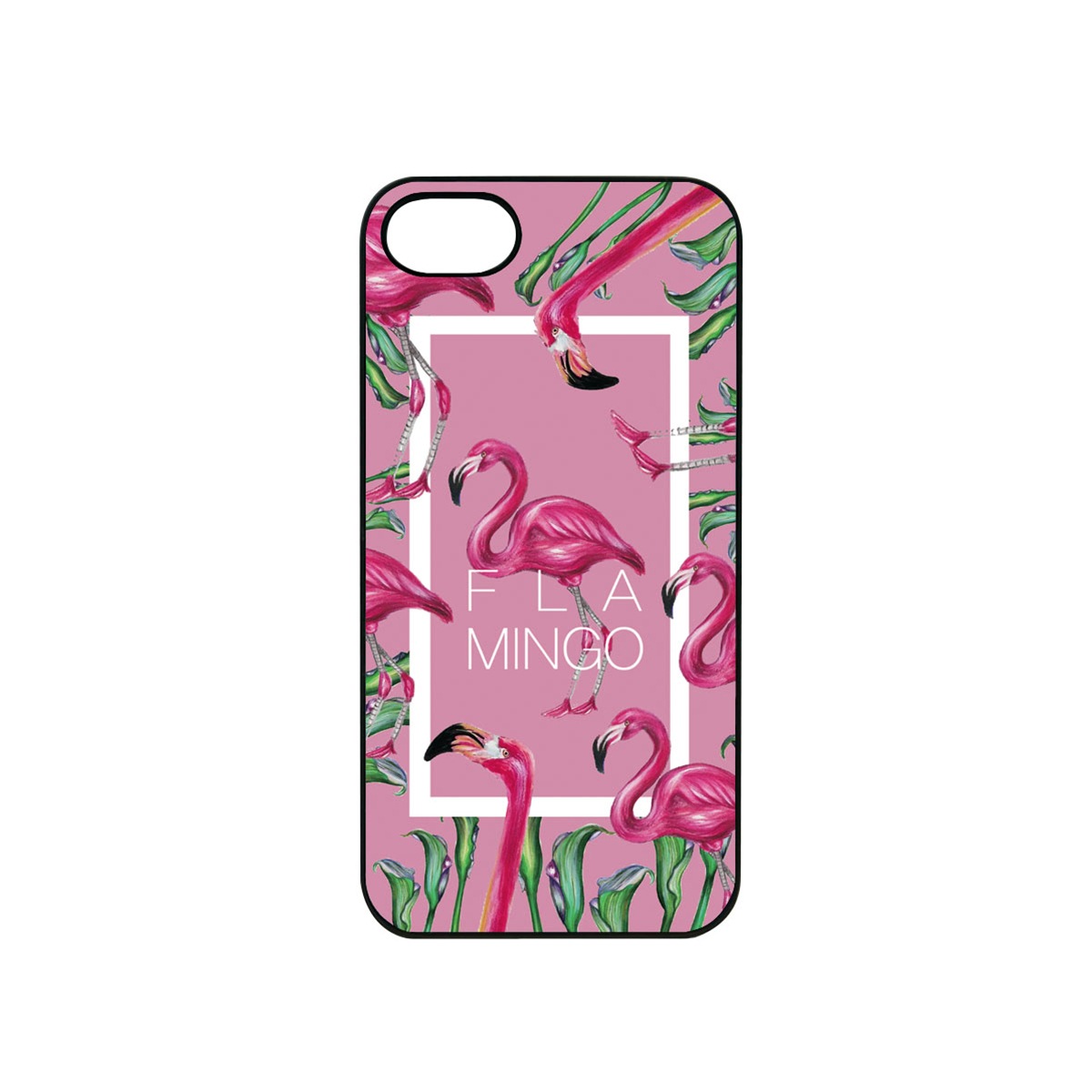 iPhone SE (第3世代) ケース カバー Dparks ブラックケース FLAMINGO SQUARE [iPhone SE3/SE2/8/7]