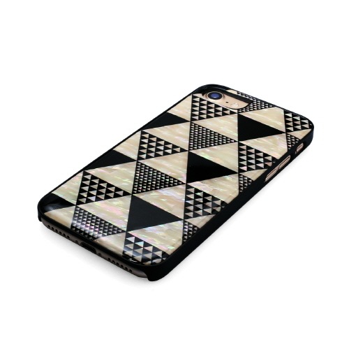 iPhone SE (第3世代) ケース カバー ikins 天然貝ケース 幾何学デザイン [iPhone SE3/SE2/8/7] Mondrian Pyramid Equator