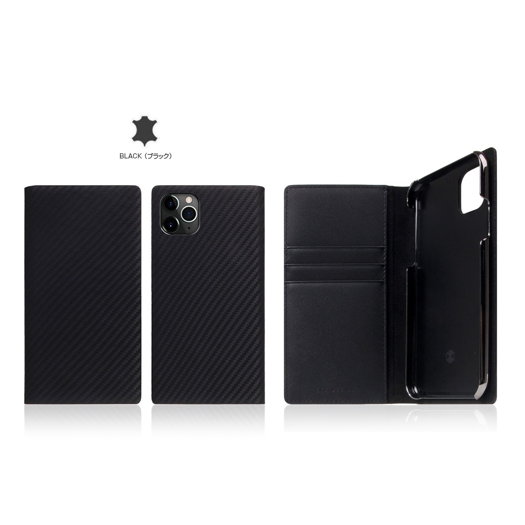 iPhone 11 ケース【iPhone XS / X / XR ケース】SLG Design Carbon Leather Case （カーボンレザーケース）【手帳型 / 本革】