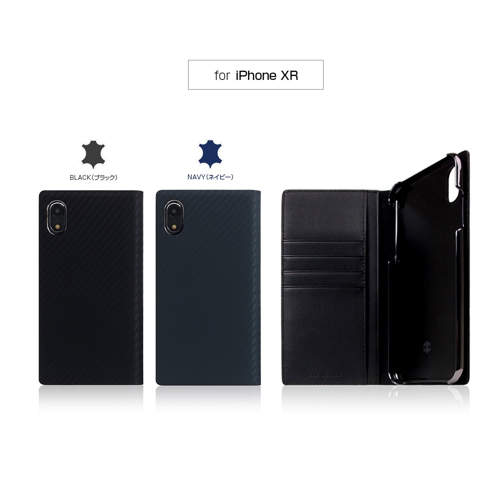 iPhone 11 ケース【iPhone XS / X / XR ケース】SLG Design Carbon Leather Case （カーボンレザーケース）【手帳型 / 本革】