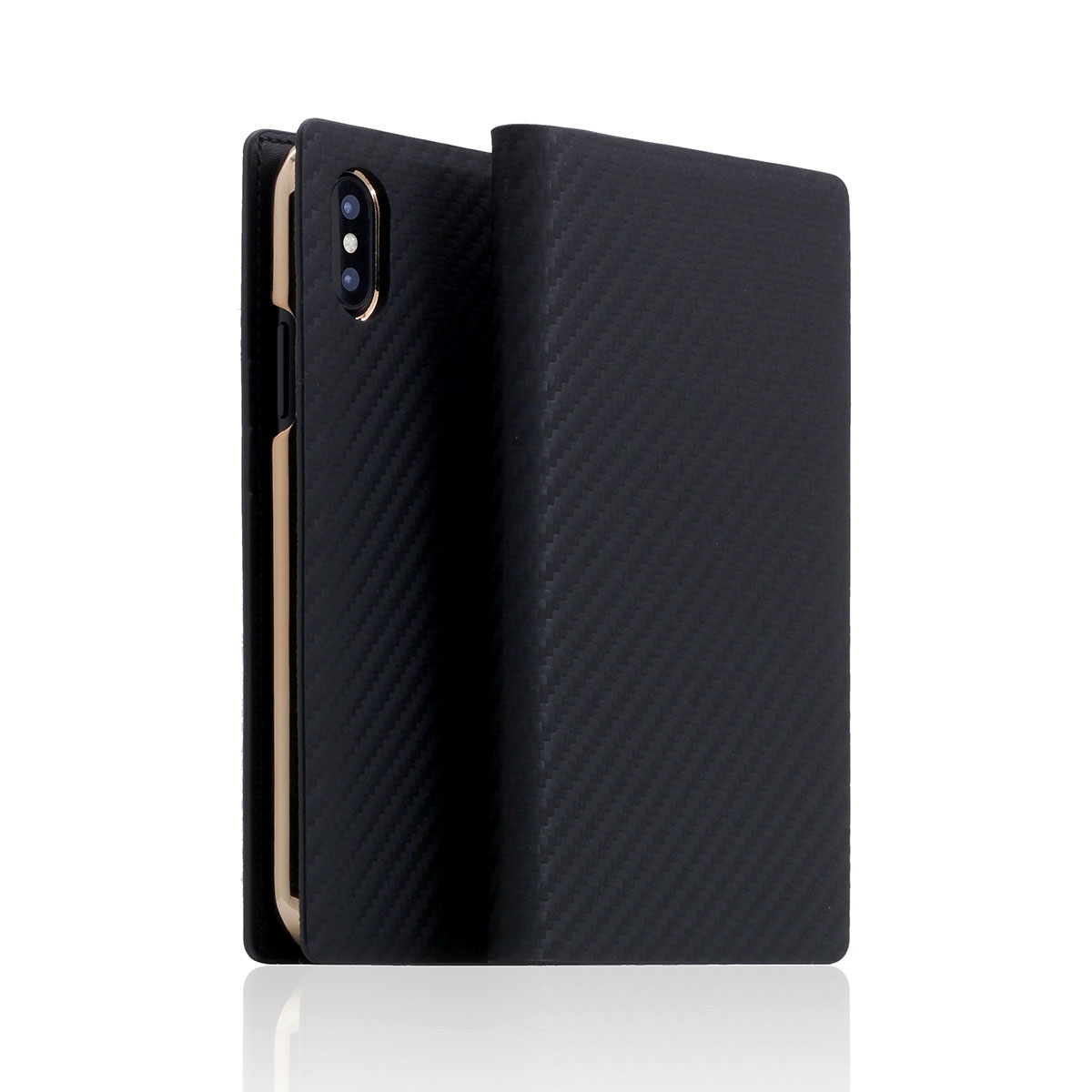 iPhone 11 ケース【iPhone XS / X / XR ケース】SLG Design Carbon Leather Case （カーボンレザーケース）【手帳型 / 本革】