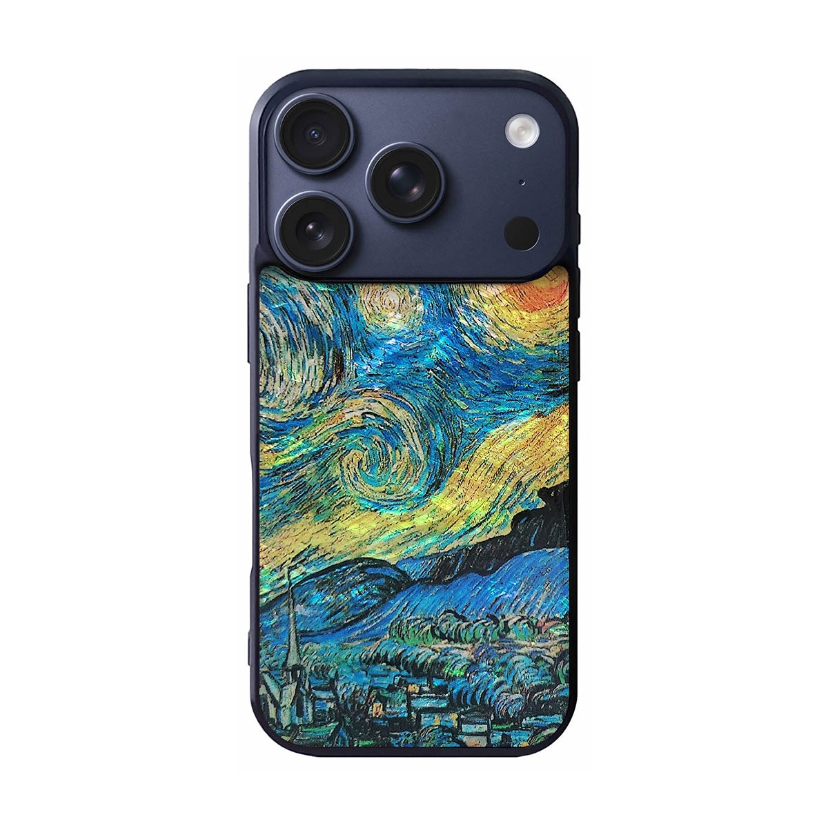 [ iPhone 17 / iPhone Air / 17 Pro 用] 天然貝ケース ゴッホ 名画シリーズ 夜のカフェテラス 星月夜 ひまわり for iPhone 16 / 16 Pro