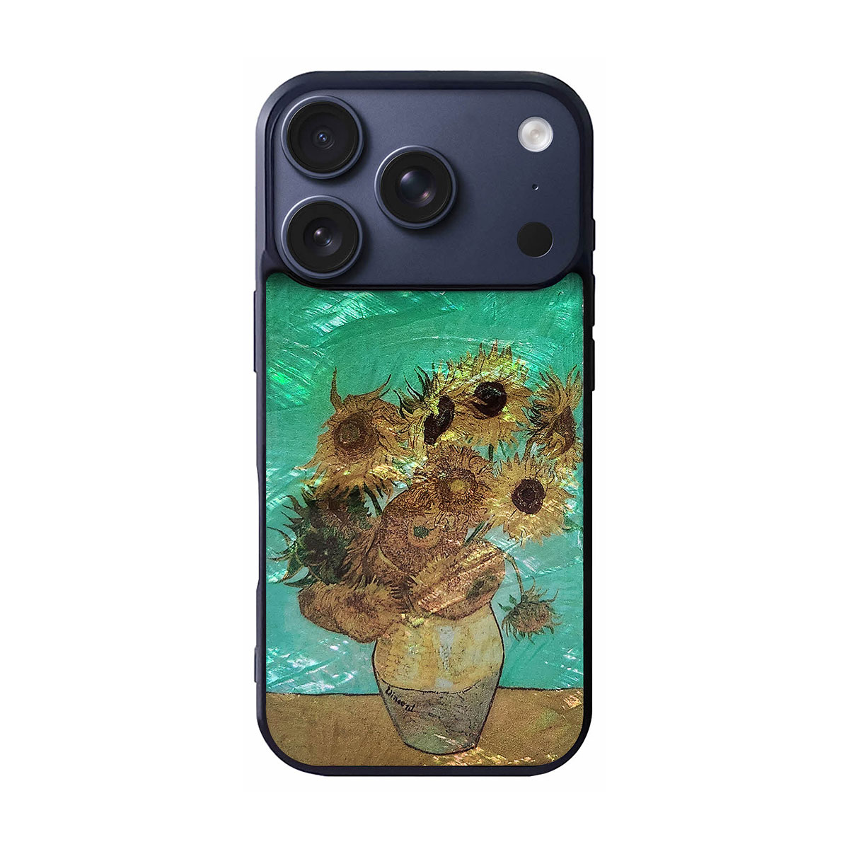 [ iPhone 17 / iPhone Air / 17 Pro 用] 天然貝ケース ゴッホ 名画シリーズ 夜のカフェテラス 星月夜 ひまわり for iPhone 16 / 16 Pro
