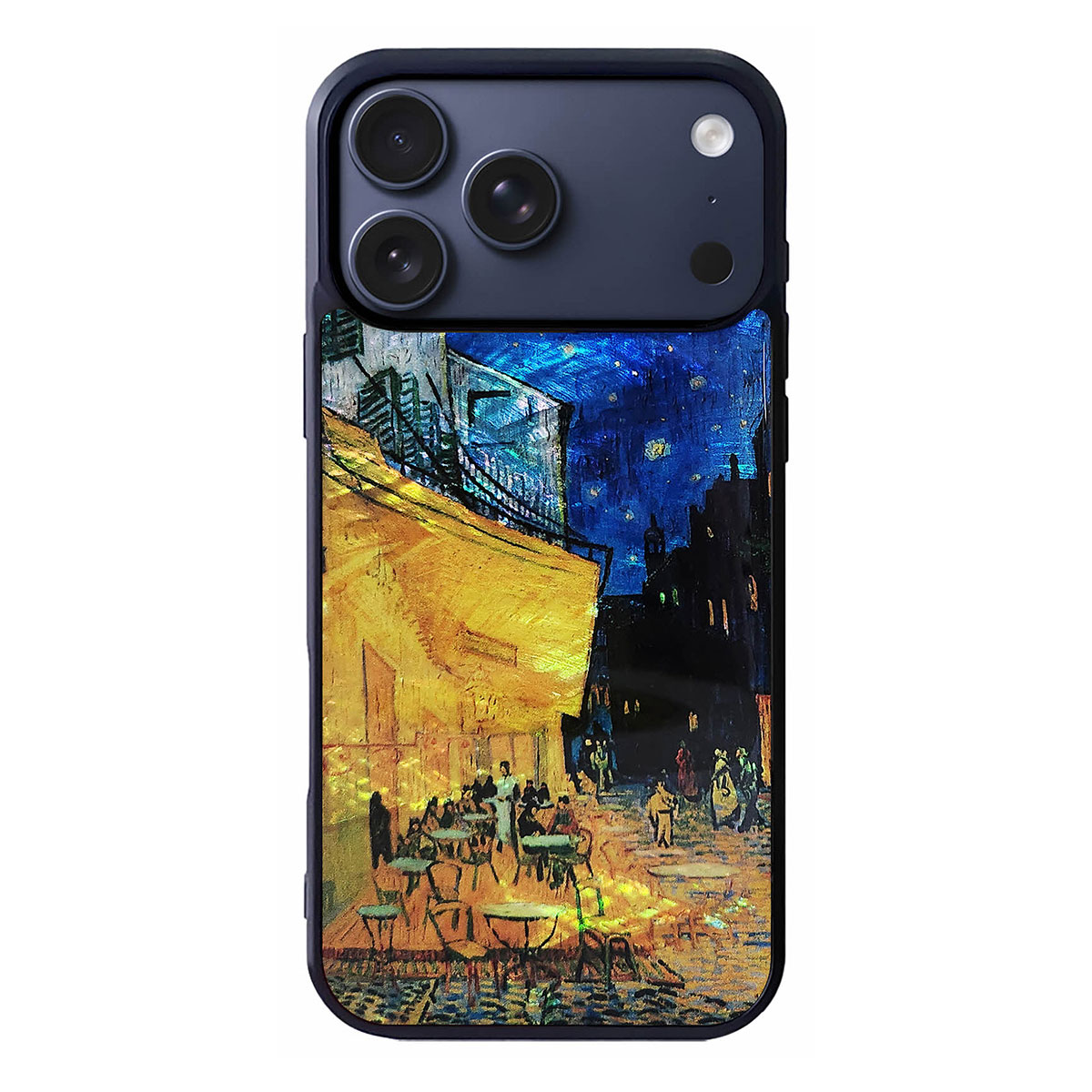 [ iPhone 17 Pro Max 用] 天然貝ケース ゴッホ 名画シリーズ 夜のカフェテラス 星月夜 ひまわり for iPhone 16 Plus / 16 Pro Max
