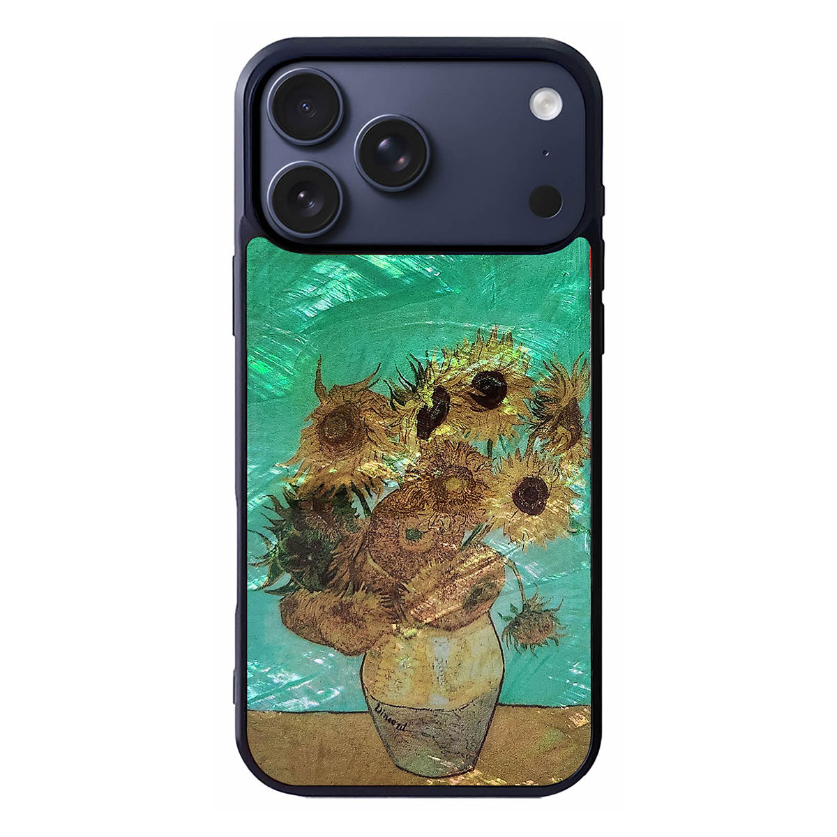 [ iPhone 17 Pro Max 用] 天然貝ケース ゴッホ 名画シリーズ 夜のカフェテラス 星月夜 ひまわり for iPhone 16 Plus / 16 Pro Max