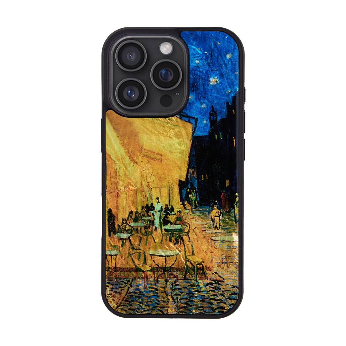 [ iPhone 17 Pro Max 用] 天然貝ケース ゴッホ 名画シリーズ 夜のカフェテラス 星月夜 ひまわり for iPhone 16 Plus / 16 Pro Max