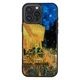 [ iPhone 17 Pro Max 用] 天然貝ケース ゴッホ 名画シリーズ 夜のカフェテラス 星月夜 ひまわり for iPhone 16 Plus / 16 Pro Max