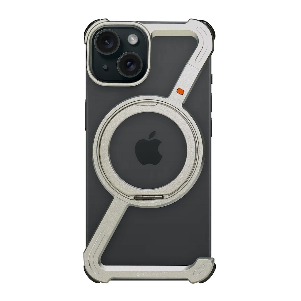 [iPhone 16 / 16 Pro / 16 Pro Max 用] 360 RingStand アルミ・シルバー（リングスタンド）ケース for iPhone 16 / 15 シリーズ ]