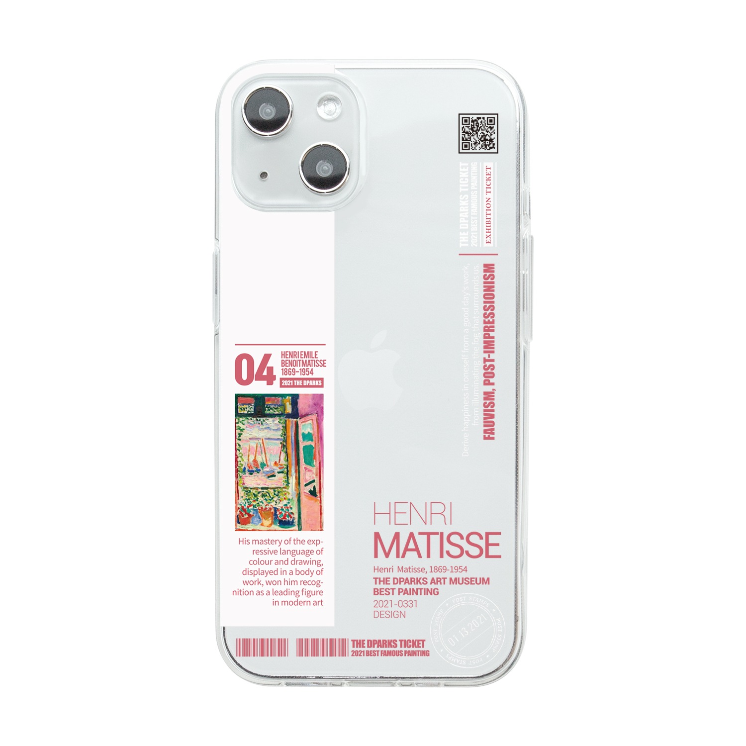 Dparks [ iPhone 14 / 14 Pro ] ソフトクリアケース 名画 モネ ゴッホ クリムト マティス 美術館 チケット風