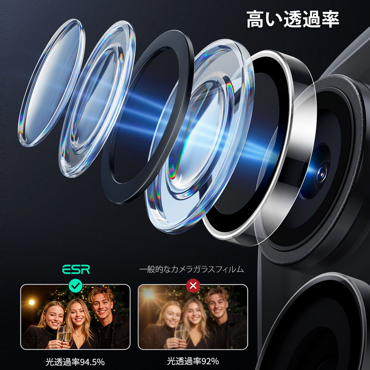 [ iPhone 17 / 17 Pro / 17 Pro Max 用] Armorite カメラ専用 強化ガラスフィルム レンズ保護シート