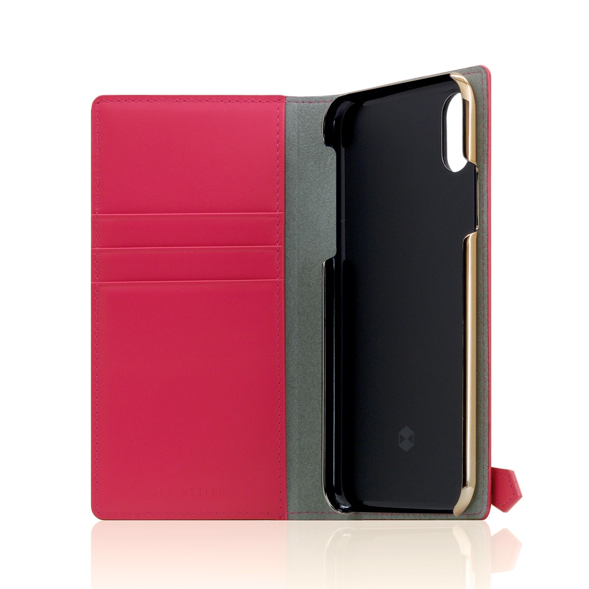 【iPhone XS / X ケース】 SLG Design Saffiano Zipper Case （サフィアーノジッパーケース） 【手帳型 / 本革】