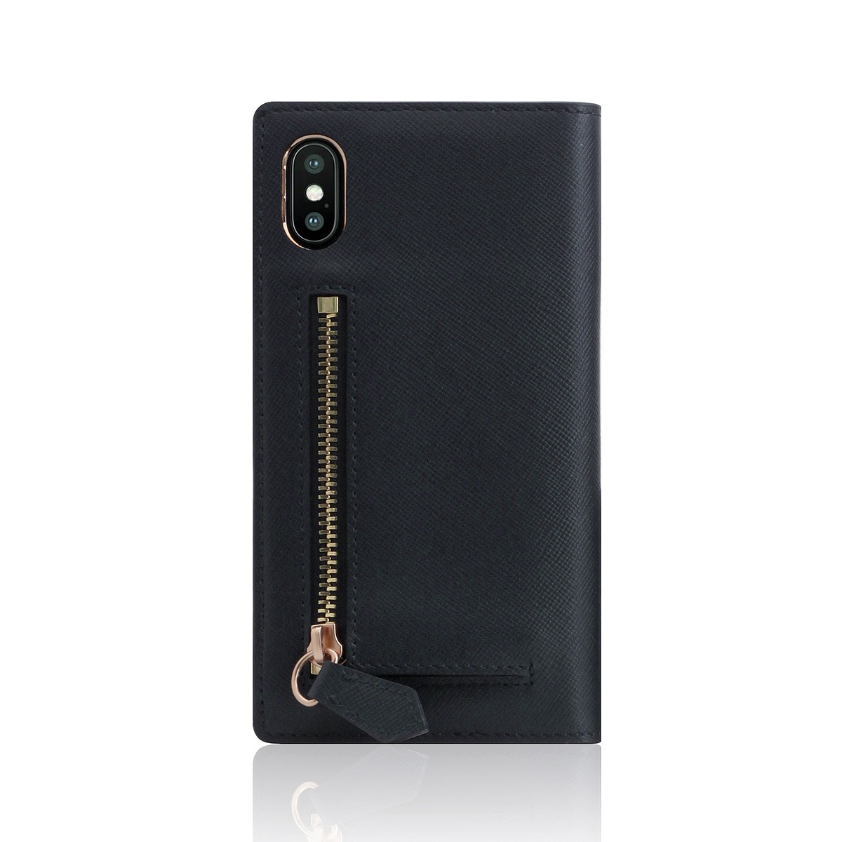 【iPhone XS / X ケース】 SLG Design Saffiano Zipper Case （サフィアーノジッパーケース） 【手帳型 / 本革】
