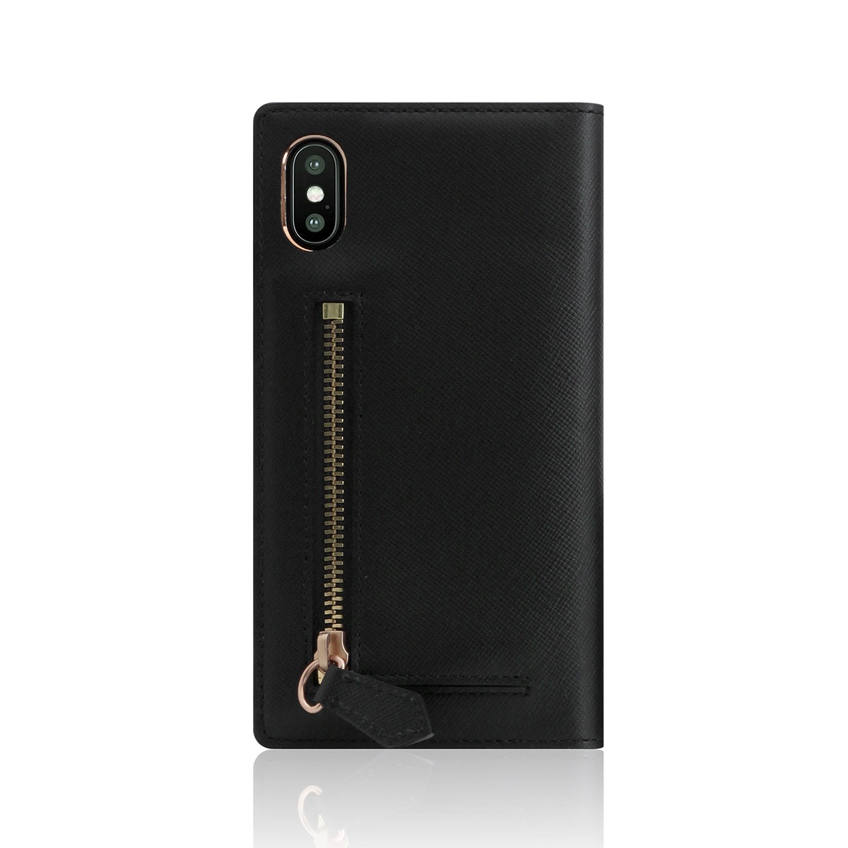 【iPhone XS / X ケース】 SLG Design Saffiano Zipper Case （サフィアーノジッパーケース） 【手帳型 / 本革】