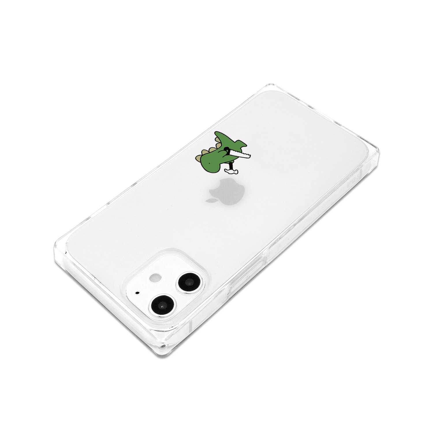 iPhone SE (第3世代) ケース カバー AKAN ソフト スクエアケース おしごとダイナソー たき火 [iPhone SE3/SE2/12 mini/12 Pro/12/11/8/7]