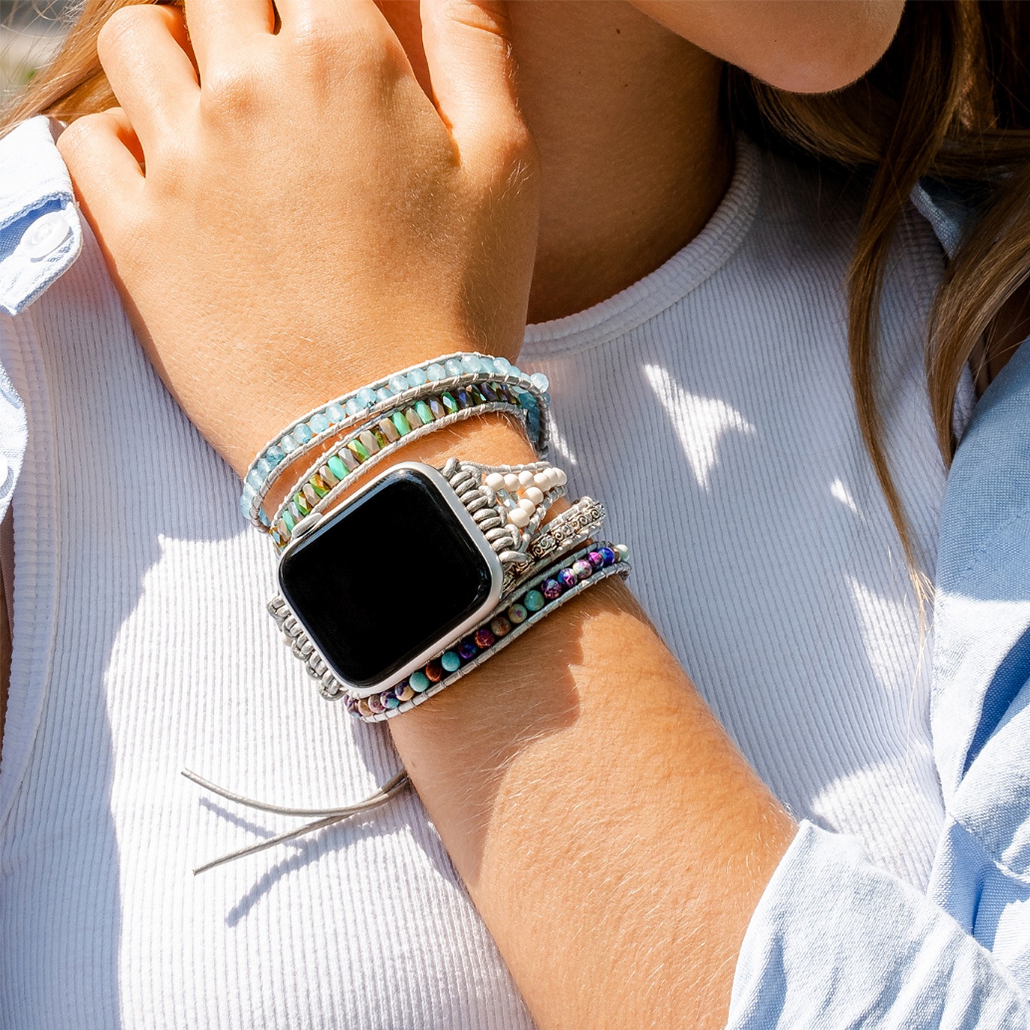 [Apple Watch 49/46/45/44/42mm 42/41/40/38mm用] アップルウォッチバント オーシャンジャスパー M/Sサイズ
