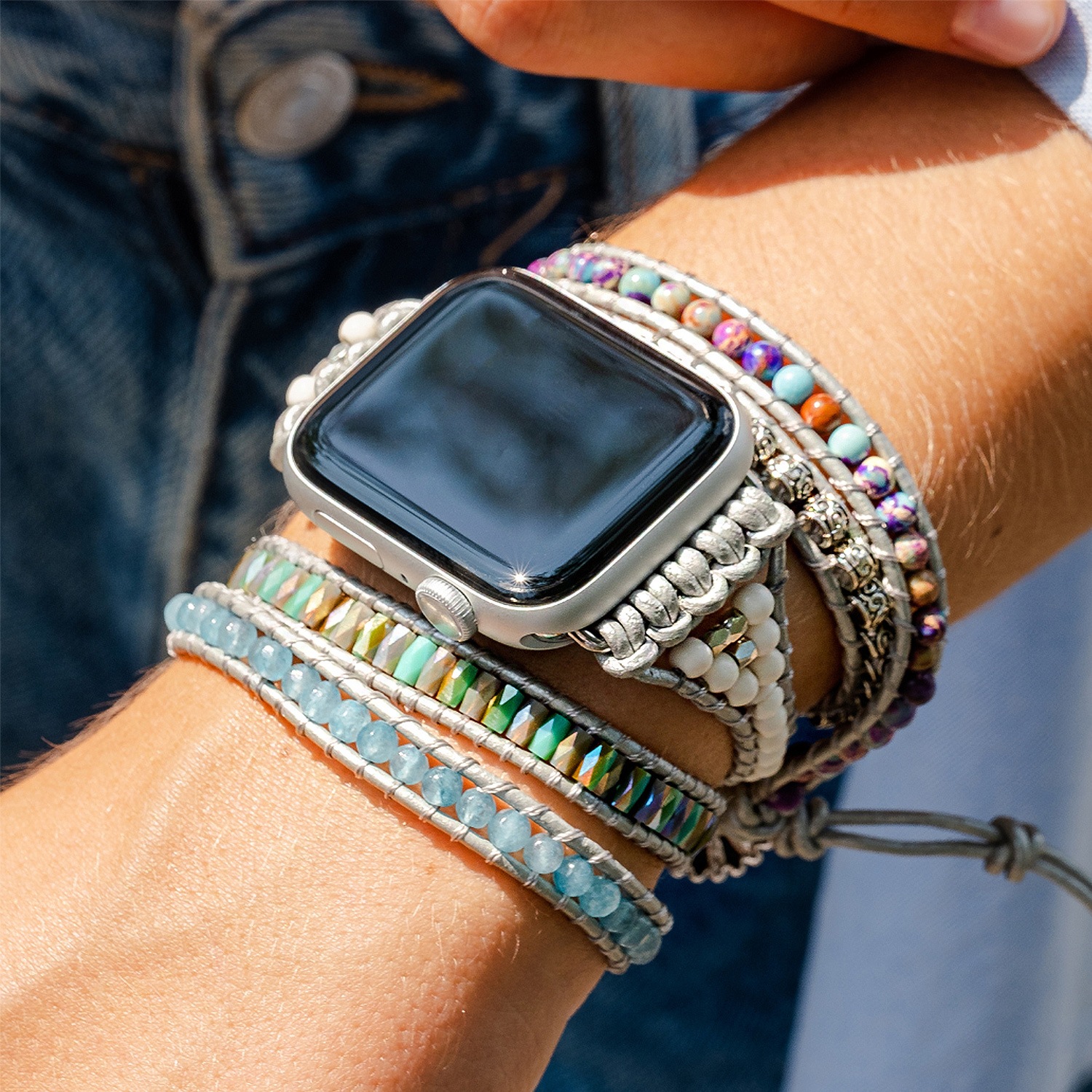 [Apple Watch 49/46/45/44/42mm 42/41/40/38mm用] アップルウォッチバント オーシャンジャスパー M/Sサイズ