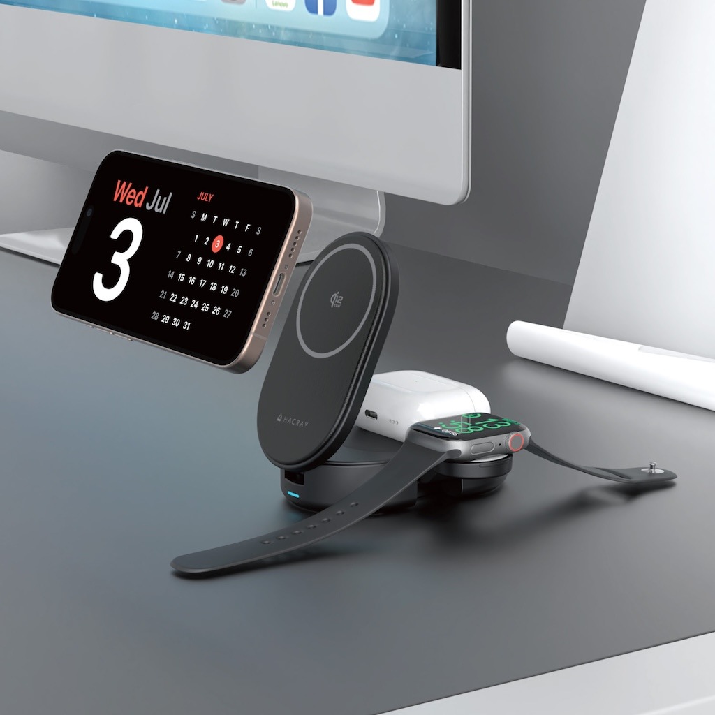 Qi2 25W認証 3in1 折りたたみワイヤレス充電スタンド