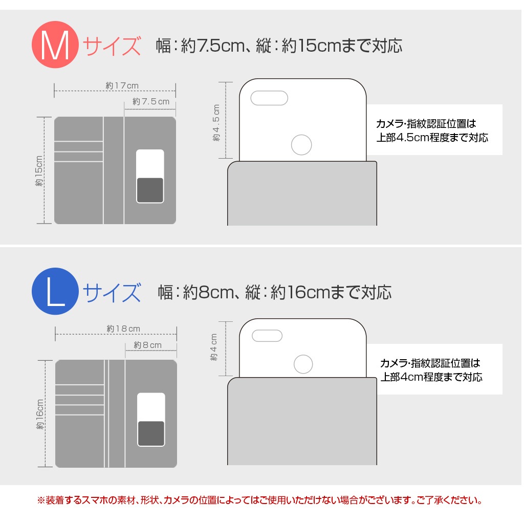 スマホケース 手帳型 スライド式 多機種対応 マルチケース Design Skin WALLET PLUS（デザインスキン ウォレットプラス）本革 取り外しできるにカードウォレット付き  Mサイズ Lサイズ