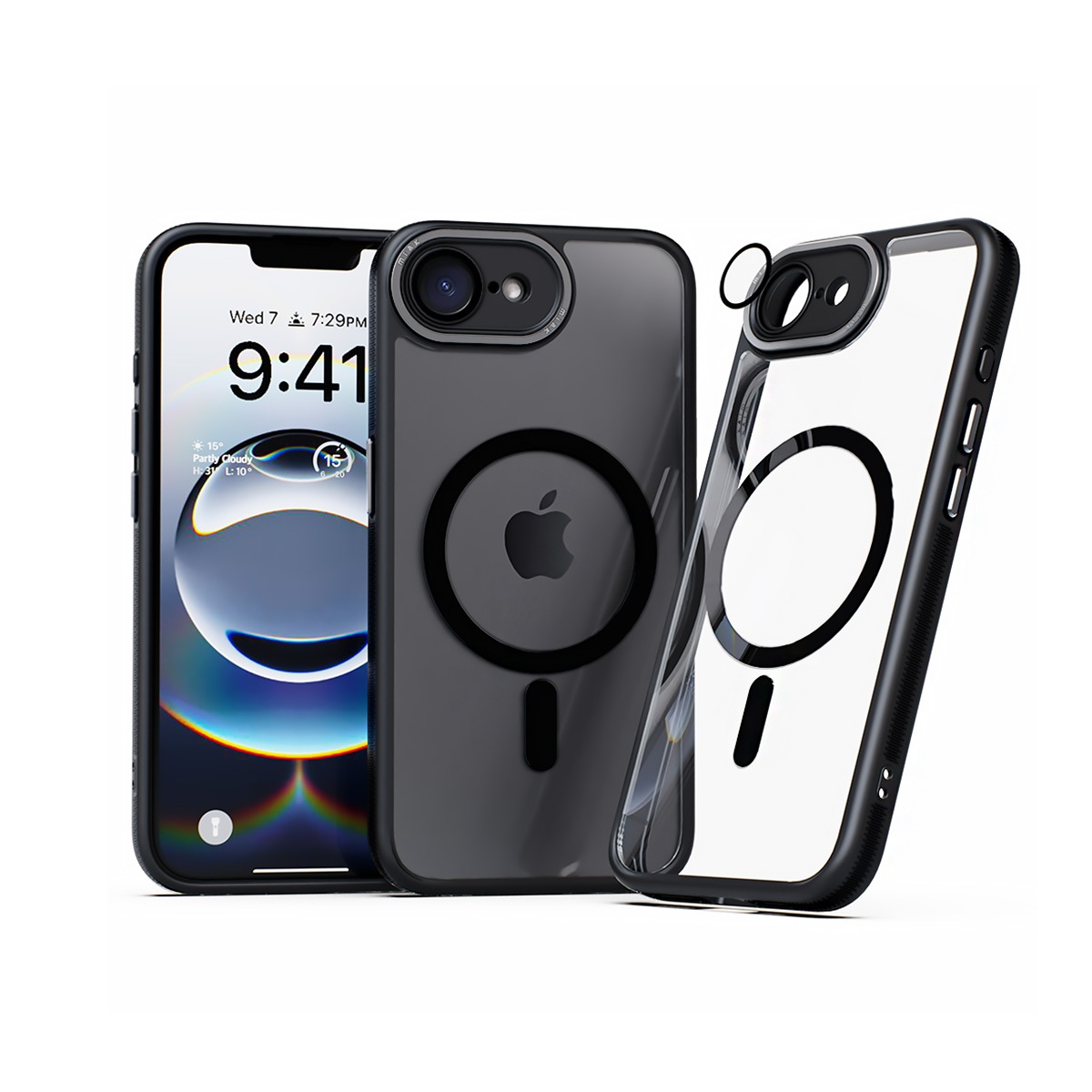 [iPhone 16e用] レンズガード 一体型 MagSafe 対応 クリアケース