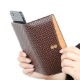 スマホケース 手帳型 スライド式 多機種対応 マルチケース Design Skin WEAVING LEATHER CASE（デザインスキン ウェービングレザーケース） 本革 取り外しできるにカードウォレット付き  Lサイズ