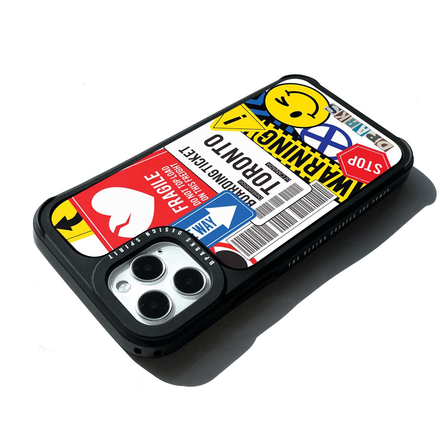 iPhone 12 mini / iPhone 12 Pro / 12  対応 ケース Dparks BLACK COVER TAG STICKER 背面カバー型 [ 画面・カメラ保護設計 四隅のクッションが衝撃吸収 ]