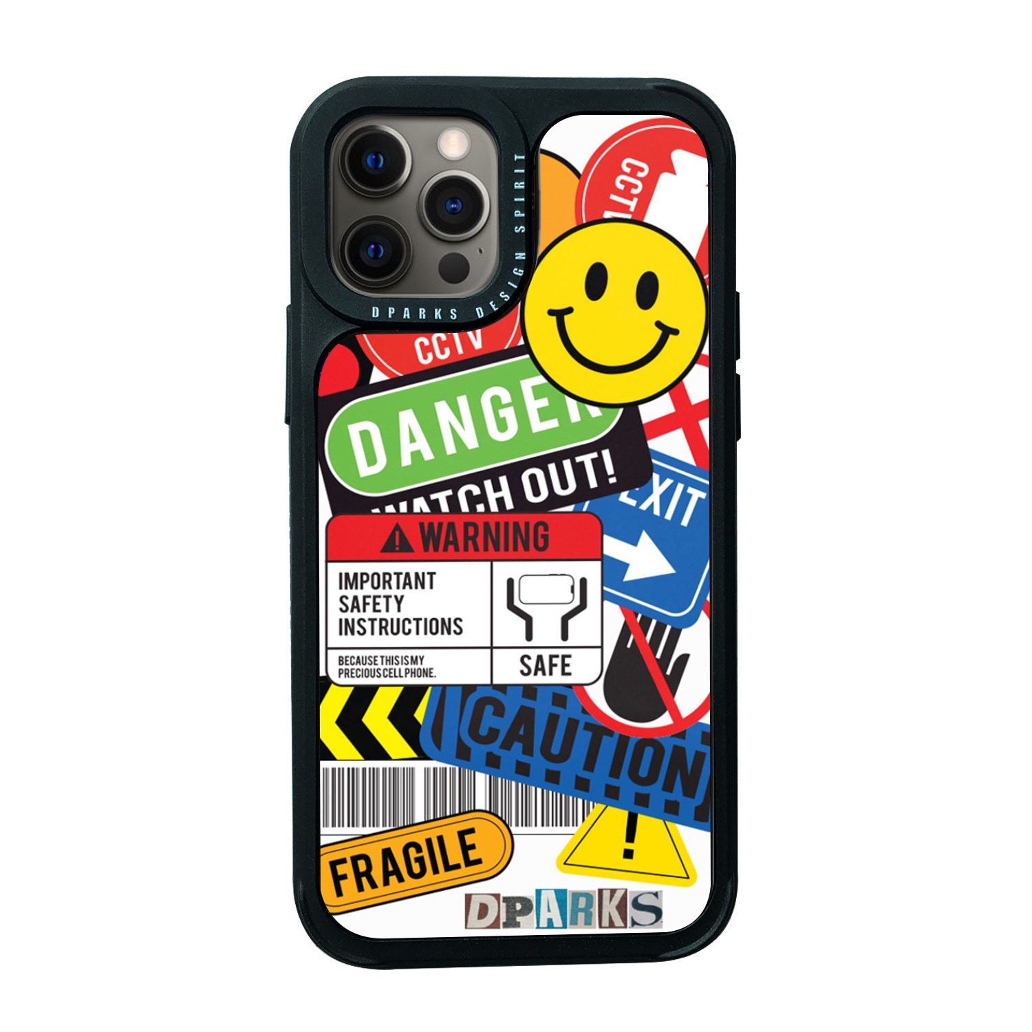 iPhone 12 mini / iPhone 12 Pro / 12  対応 ケース Dparks BLACK COVER TAG STICKER 背面カバー型 [ 画面・カメラ保護設計 四隅のクッションが衝撃吸収 ]