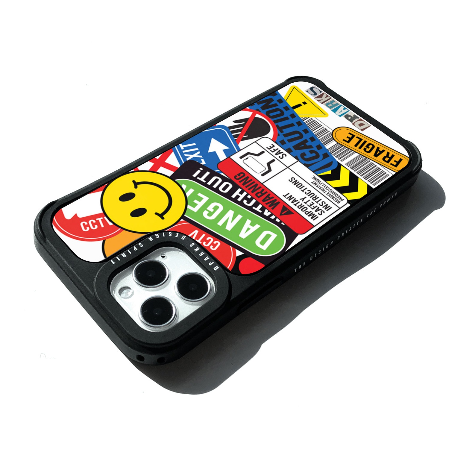 iPhone 12 mini / iPhone 12 Pro / 12  対応 ケース Dparks BLACK COVER TAG STICKER 背面カバー型 [ 画面・カメラ保護設計 四隅のクッションが衝撃吸収 ]