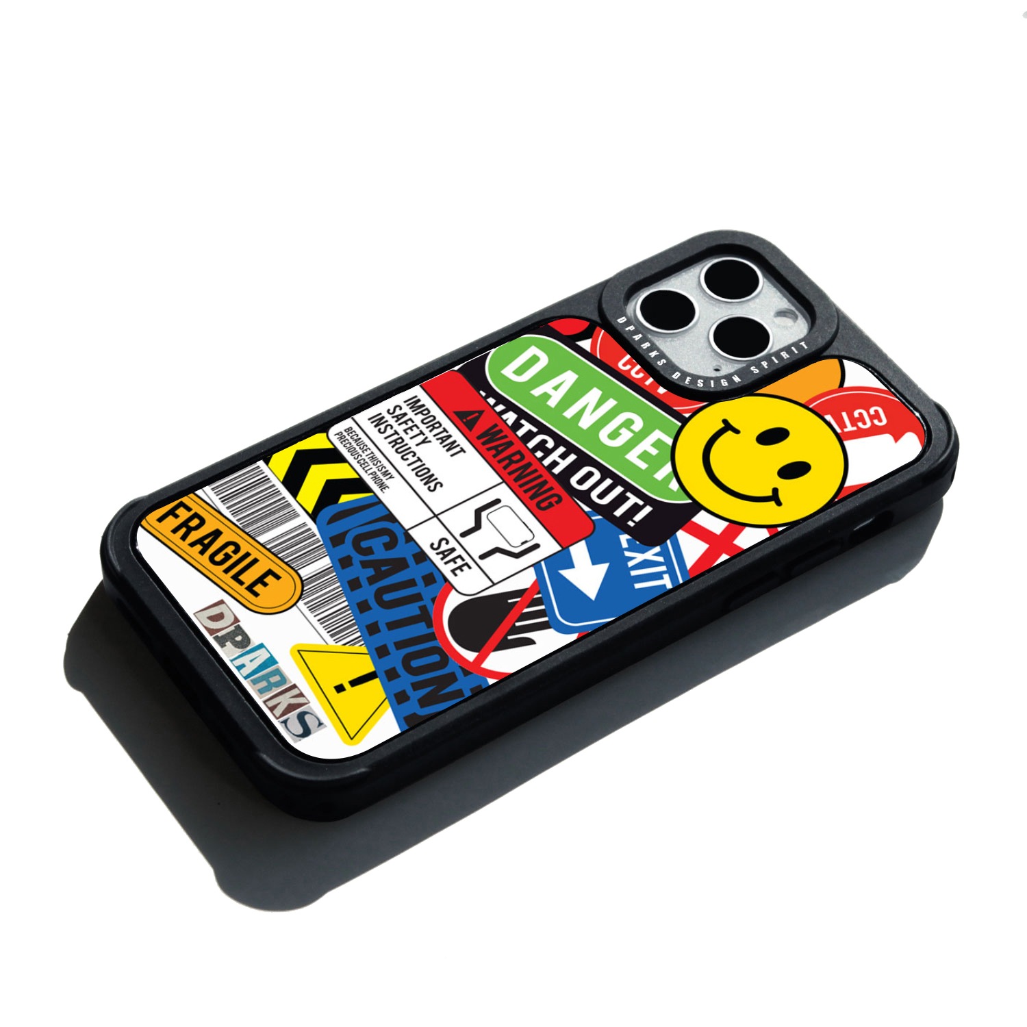 iPhone 12 mini / iPhone 12 Pro / 12  対応 ケース Dparks BLACK COVER TAG STICKER 背面カバー型 [ 画面・カメラ保護設計 四隅のクッションが衝撃吸収 ]