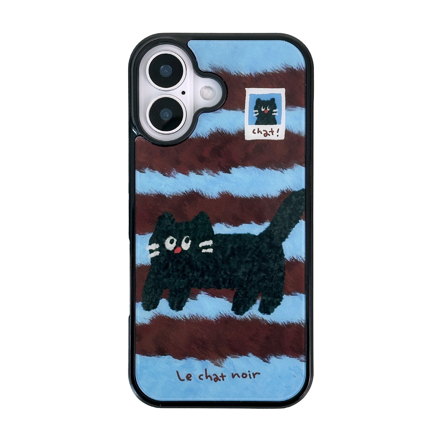 [ iPhone 17 / 17 Pro / 17e / 16e 用] ふわふわ 黒ねこ MagSafe対応 グロッシーケース